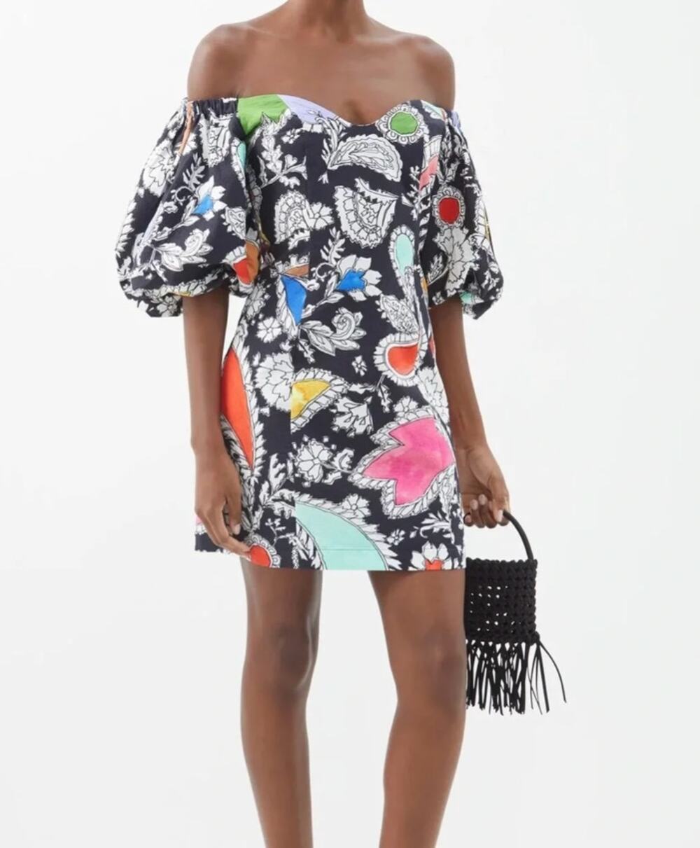Mara Hoffman Nomi Puff Sleeve Organic Cotton Mini Dress size 6
